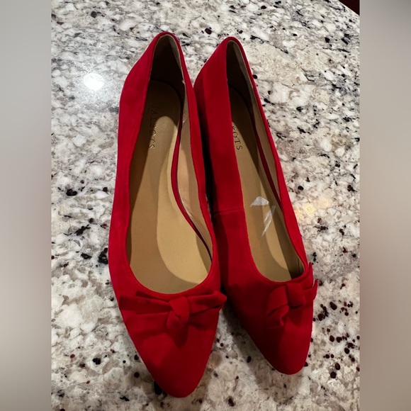 Talbots Edison Knot Suede Flats Red Bow Women’s Size 11 - Picture 9 of 10